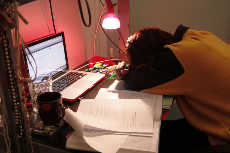 A student struggles with studying.