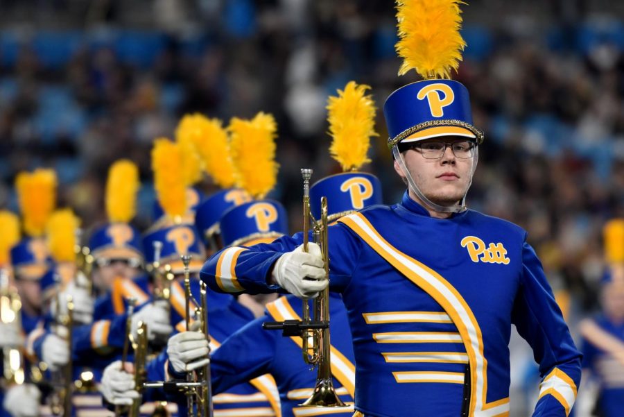 Pitt+Band+marches+on+the+field+during+the+ACC+Championship+Game+at+Bank+of+America+Stadium+in+Charlotte%2C+North+Carolina%2C+in+early+December.