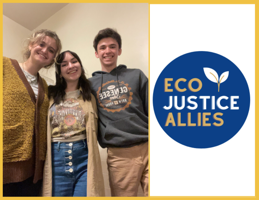 Martina Frederick, left, Lauren Posey and Matthew Yager of Eco Justice Allies. 
