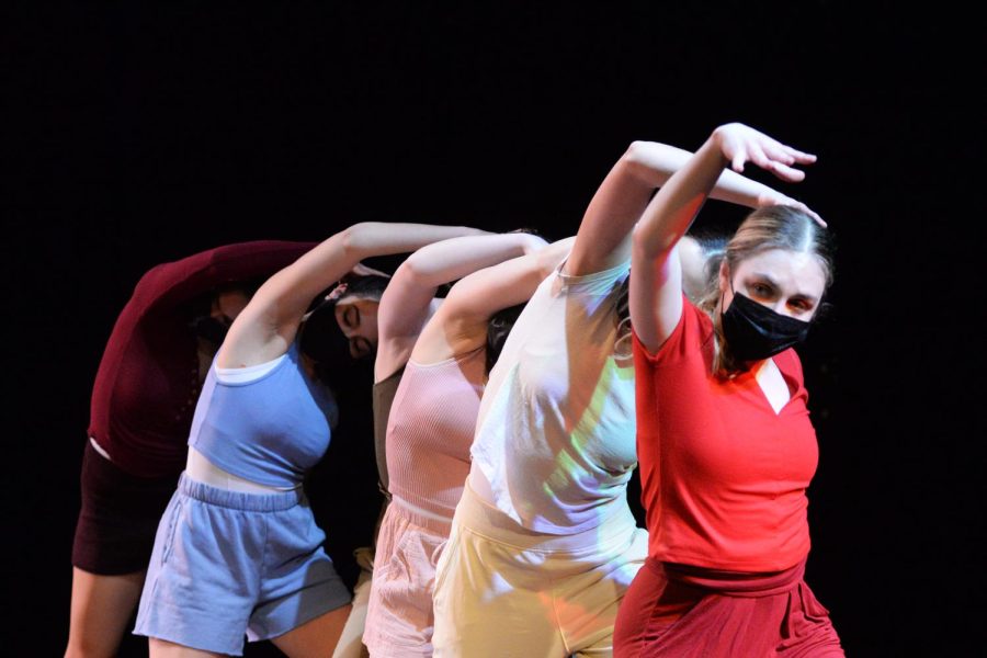 Dancers perform at Pitt Dance Ensemble’s “Awakening” at the Richard E. Rauh Theatre on Saturday. 
