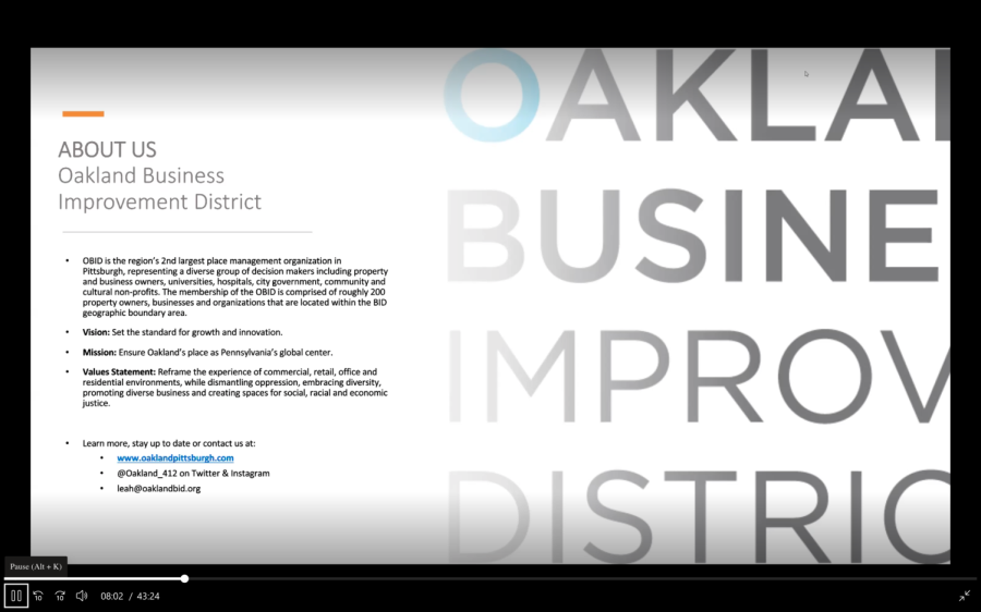 The Oakland Planning and Development Corp. held a meeting with the Oakland Business Improvement District and the City of Pittsburgh Department of City Planning on March 21.