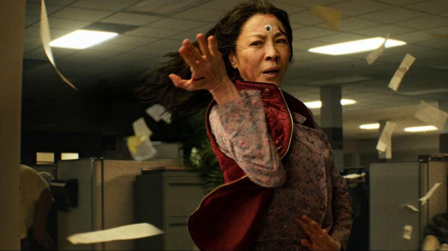 Michelle Yeoh plays Evelyn Quan Wang in “Everything Everywhere All at Once.” 
