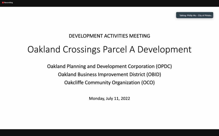 Monday’s Development Activities meeting to discuss Parcel “A” of Oakland Crossings. 
