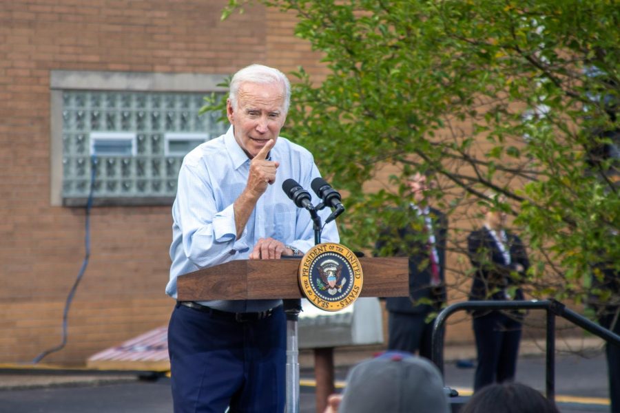 President+Joe+Biden+speaks+at+West+Mifflin+Monday+afternoon+for+the+Labor+Day+holiday.
