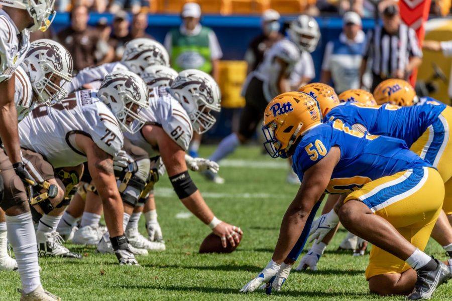 Pitt+football+players+face+Western+Michigan+during+their+last+matchup+on+Sep.+18%2C+2021.