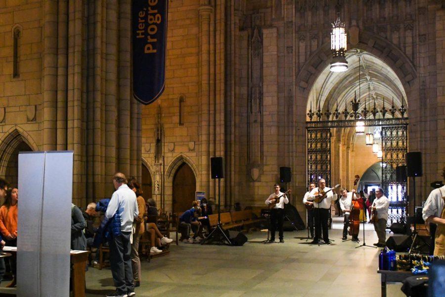 Gypsy Stringz performs at the East European Festival in the Cathedral of Learning on Sunday. 
