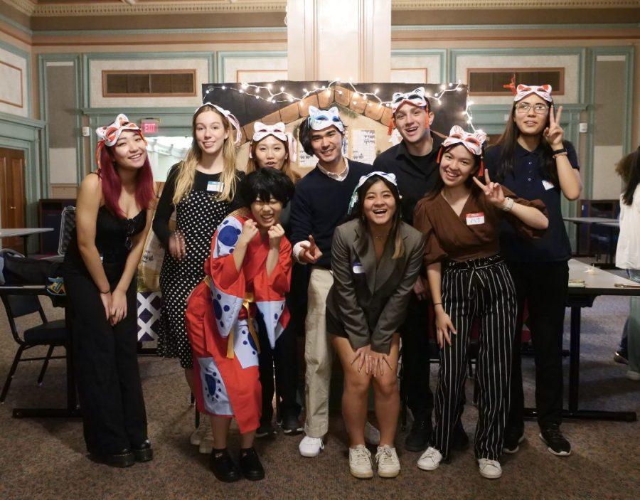 Members of the Japanese Student Association at Pitt pose for a group photo during their Bunkasai in the William Pitt Union on Saturday. 
