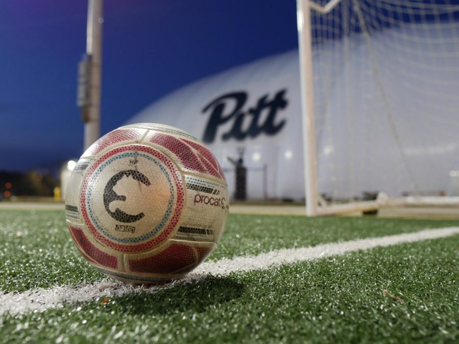 A+soccer+ball+on+Pitt%E2%80%99s+Ambrose+Urbanic+Field.+