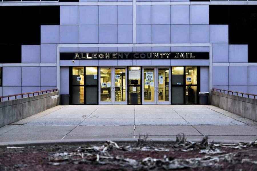 The front entrance of Allegheny County Jail in Downtown. 

