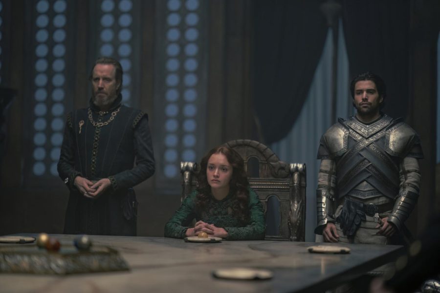 Olivia Cooke, center, plays Alicent Hightower in season 1, episode 9 of House of the Dragon. 
