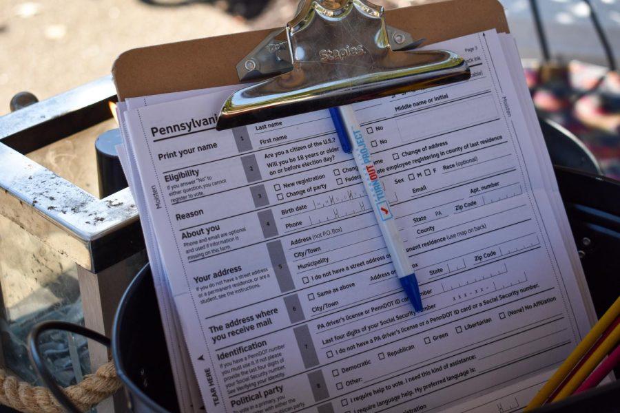 A close up of a Pennsylvania voter registration form.