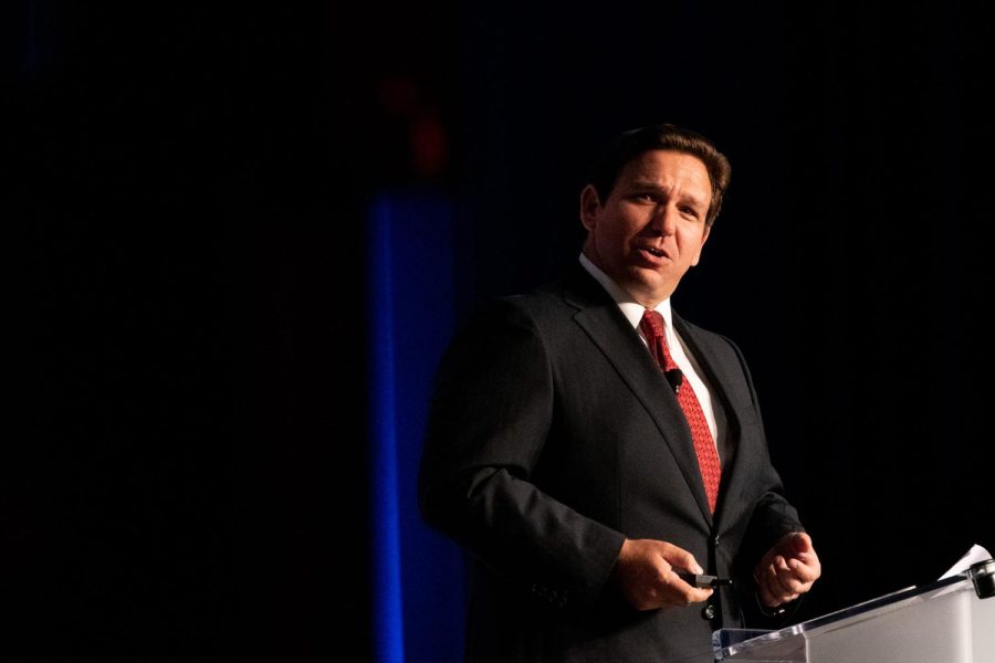 Florida+Gov.+Ron+DeSantis+speaks+at+Turning+Point+Actions+Unite+and+Win+rally+Downtown+on+Aug.+19%2C+2022.