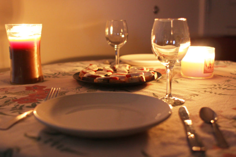 A romantic candle-lit dinner.
