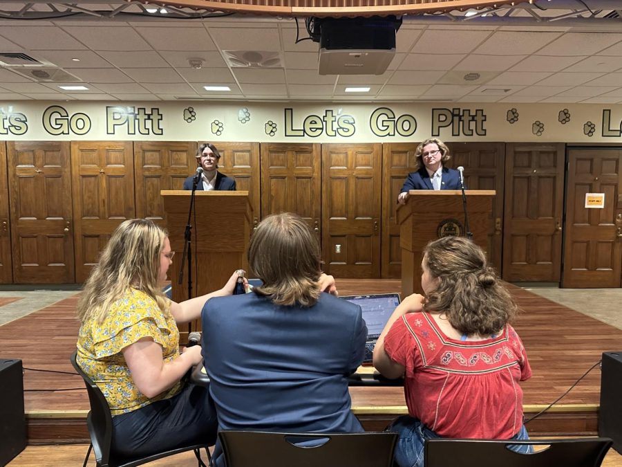 The Student Government Board Presidential Debate on Thursday in the William Pitt Union. 

