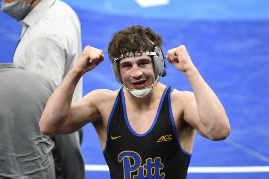 Pitt+redshirt+senior+wrestler+Nino+Bonaccorsi+at+the+2021+NCAA+Championships+in+St.+Louis+on+the+weekend+of+March+18%2C+2021.+%0A