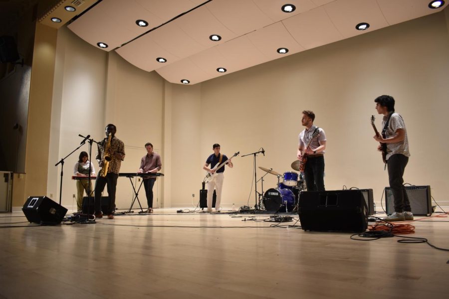 Pitt’s Afropop Ensemble performs in Bellefield Hall on Monday night.
