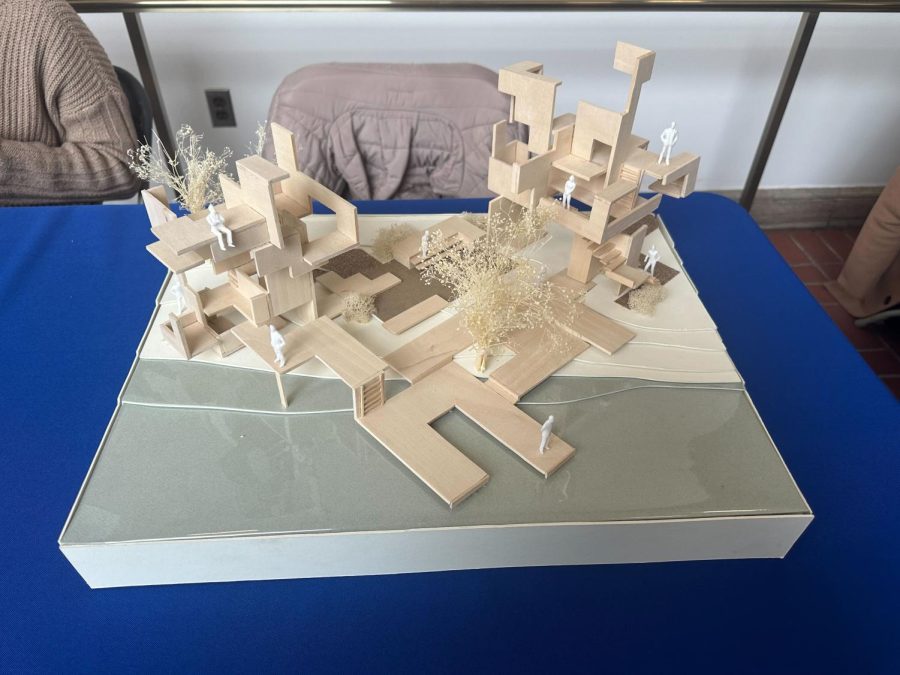 An architecture model is displayed during the 2023 HAARCH in the Frick Fine Arts Building on Friday. 
