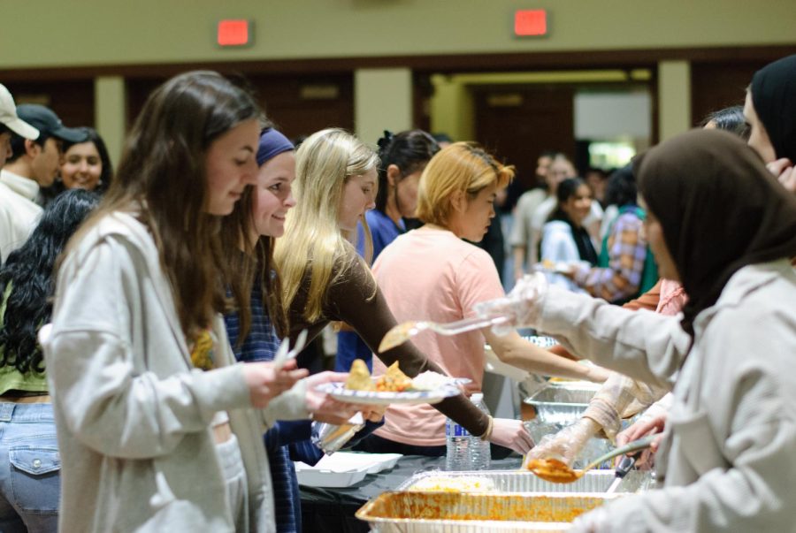 Students receive food at MSA’s Fast-a-Thon on Tuesday night.