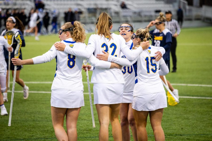 Members+of+the+Pitt+women%E2%80%99s+lacrosse+team+celebrate+after+a+goal+against+Canisius+on+Tuesday%2C+February+28.++