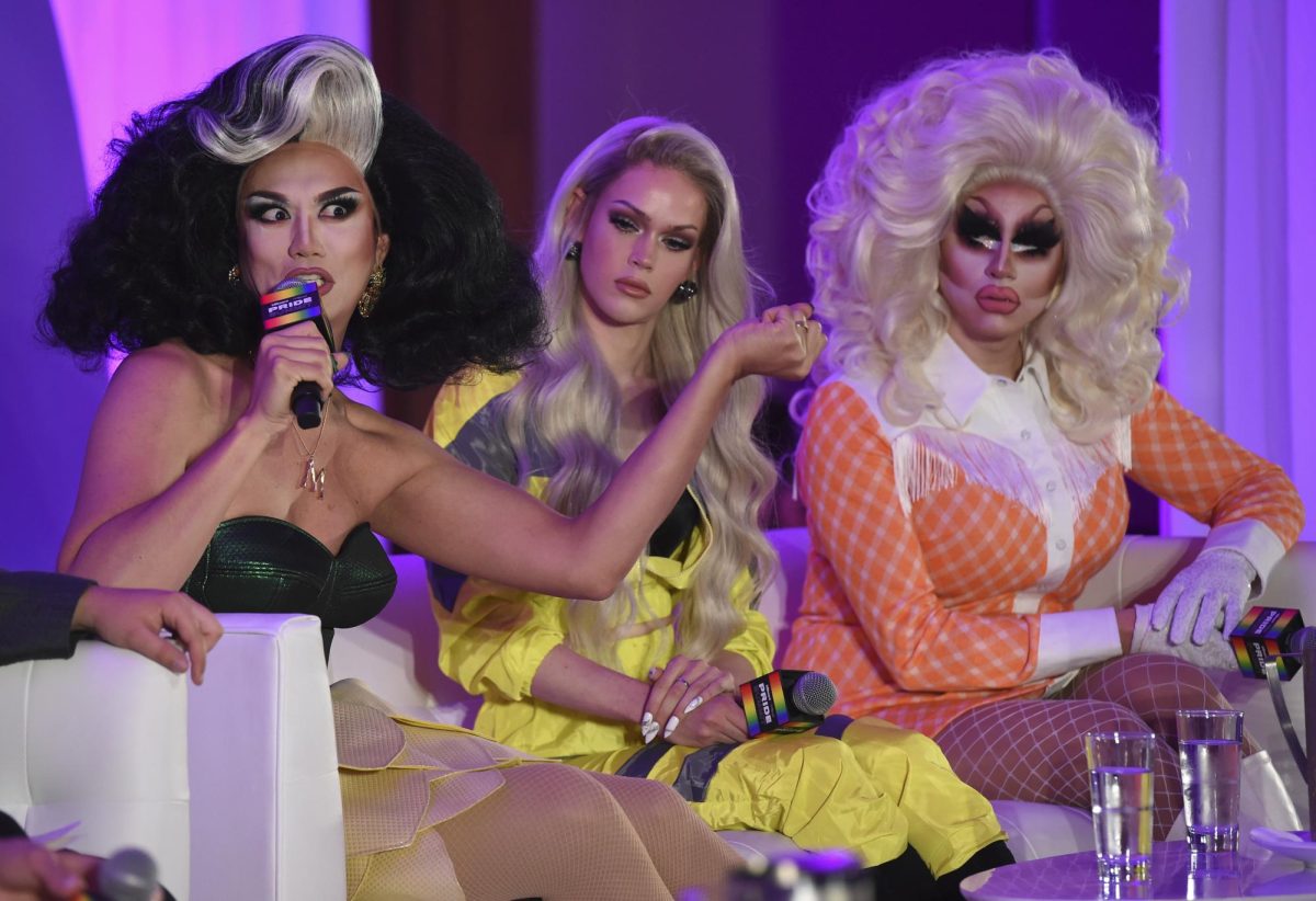 From left, Manila Luzon, Blair St. Clair and Trixie Mattel speak during the Drag & Music: From Drag Race to the Top of the Charts panel at Billboard and THRs Pride Summit on Thursday, Aug. 8, 2019, in West Hollywood, Calif.