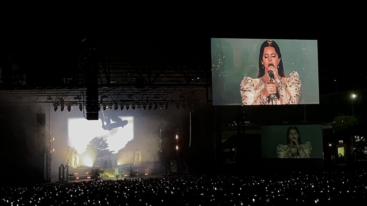 Lana Del Rey sings at the Pavilion at Star Lake in Burgettstown, near Pittsburgh on Oct. 3, 2023.