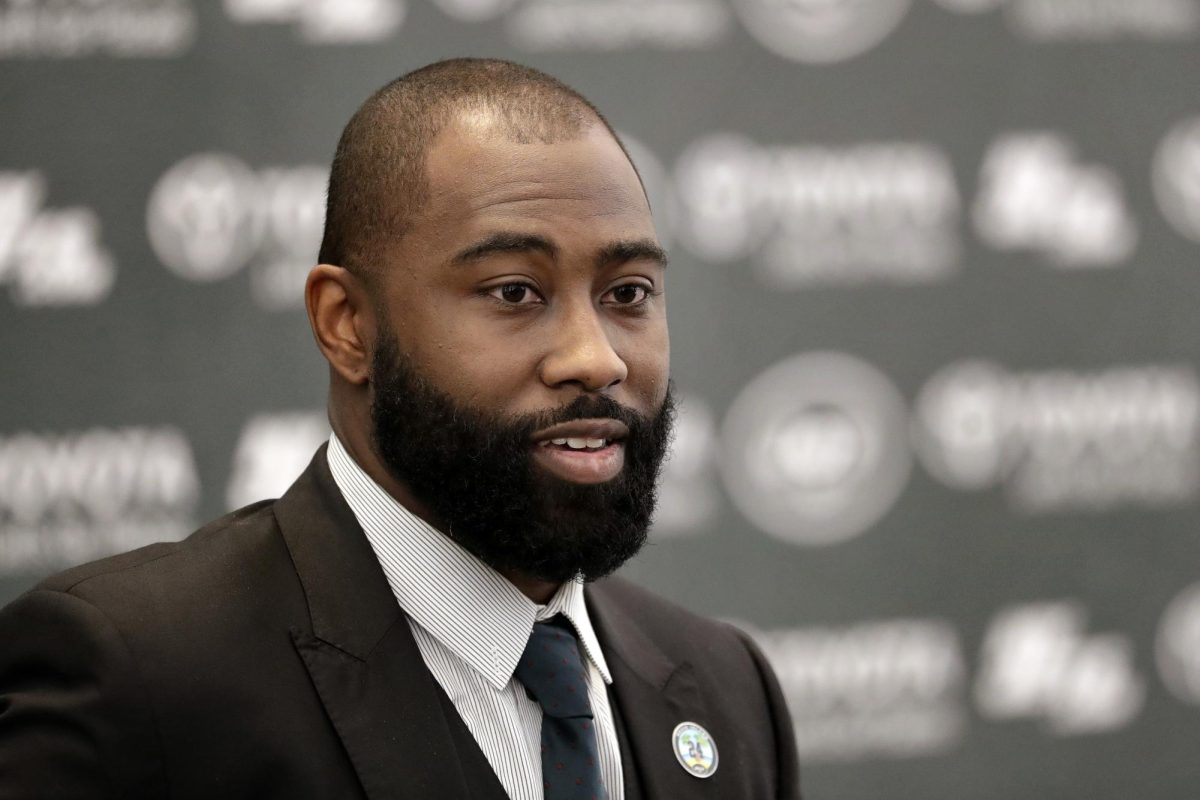 Former New York Jets cornerback Darrelle Revis speaks during a news conference officially announcing his retirement from NFL football, Tuesday, July 24, 2018, in Florham Park, N.J.