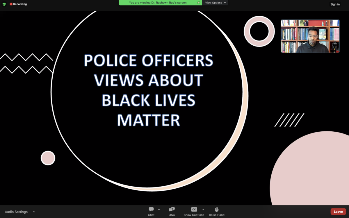 Dr. Rashawn Ray speaks at a Zoom webinar on Wednesday titled “Rotten Trees: Racism and Bad Apples in American Policing.” 
