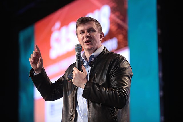 James OKeefe speaking with attendees at the 2018 Student Action Summit hosted by Turning Point USA at the Palm Beach County Convention Center in West Palm Beach, Florida.