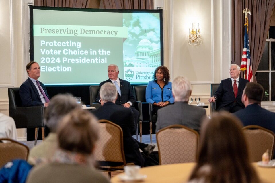 Speakers at the Preserving Democracy event on Wednesday.