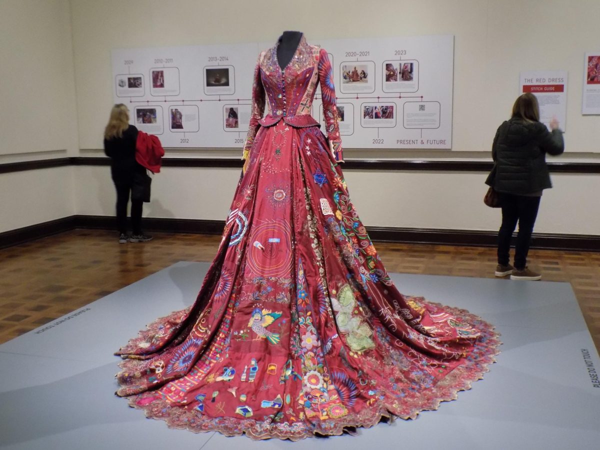 The Red Dress sits on display at the Frick Arts Museum of Pittsburgh in late November 2023.