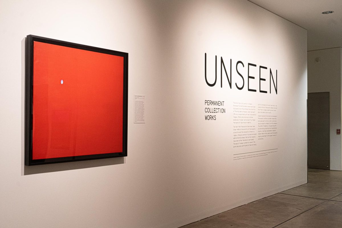 The sign for the exhibit “Unseen: Permanent Collection Works” in the Andy Warhol Museum.