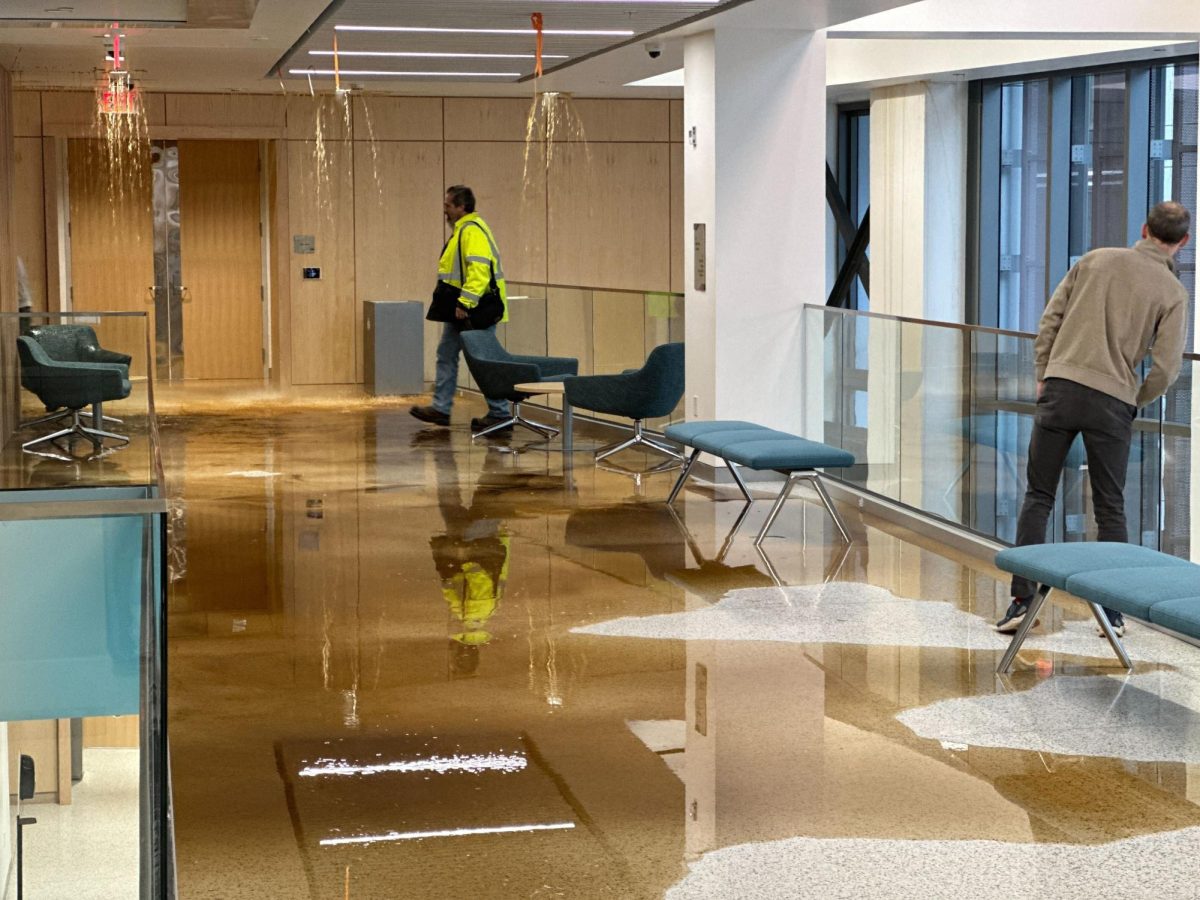 Flooding at the School of Medicine in Scaife Hall on Thursday.