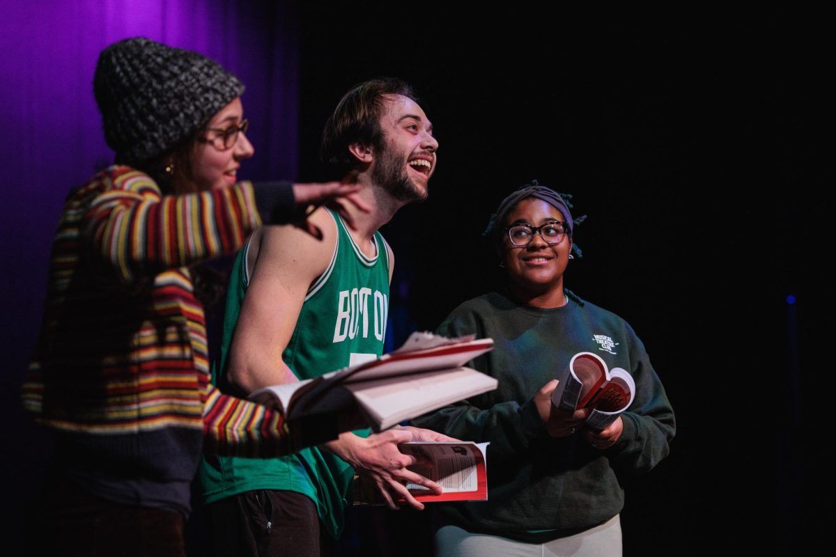 Austin James (Troy Bolton), TyMariya Moss (Gabriella Montez), and Randy Miller (Kelsi Nielsen) rehearse during the final run-through of the show on Saturday afternoon.