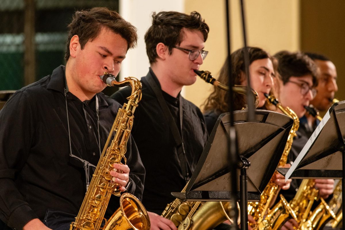 Pitt Jazz Ensemble performs during the Pitt Big Band Festival at the Bellefield Auditorium on Saturday. 