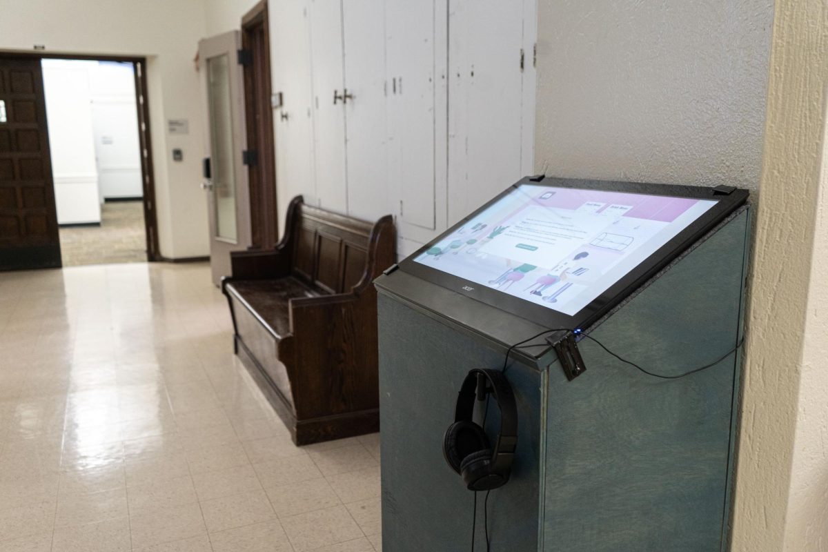An interactive kiosk on the fifth floor of the Cathedral of Learning.