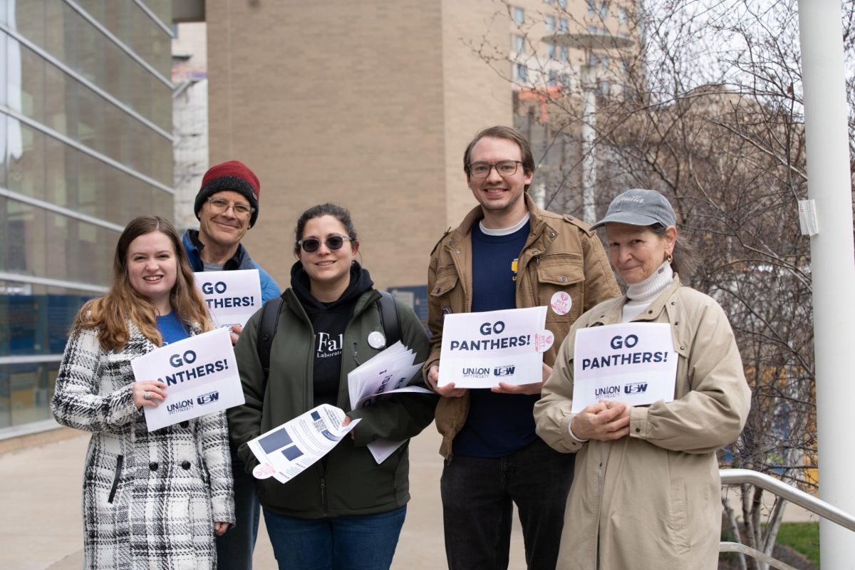 Pitt Faculty Union assembles outside the Pete to advocate for higher salaries for part-time faculty