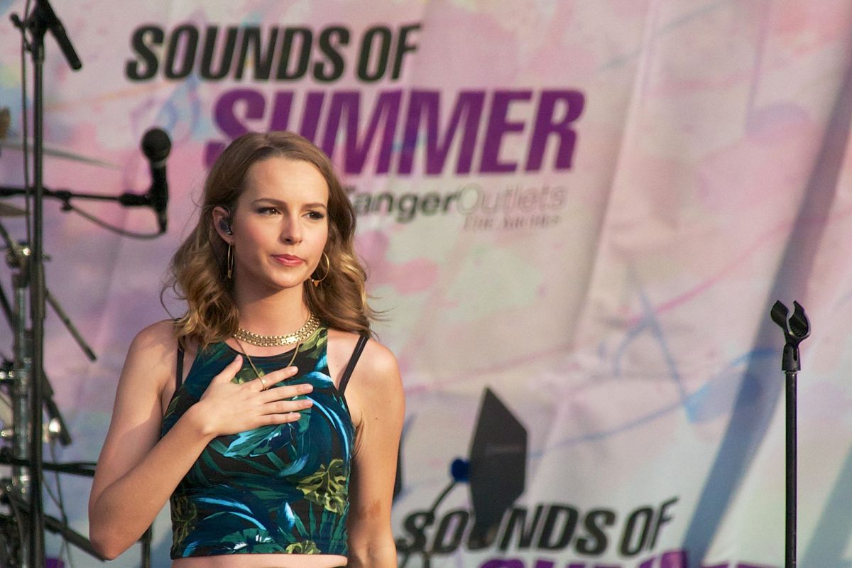 Bridgit Mendler onstage at “Sounds of Summer” on Aug. 16, 2014.