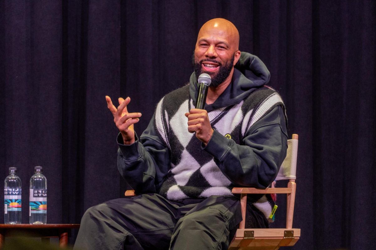 Common performs his first rap for the audience on Tuesday evening in the William Pitt Union Assembly Room.