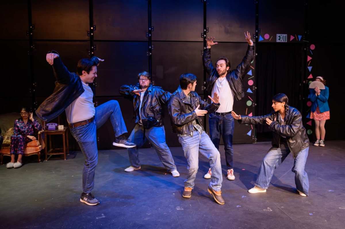 Students perform in the Pitt Stages production of “That’s Not How I Remember It” in the Richard E. Rauh Studio Theatre.