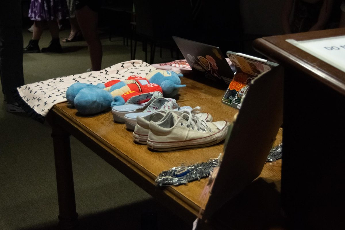 Objects on display at the “Camp on Campus” exhibit in the Cathedral of Learning on Mar. 4.
