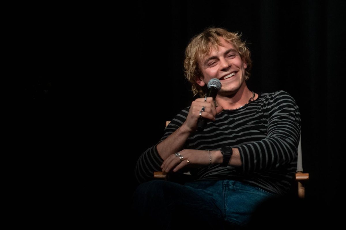 Ross Lynch laughs while speaking in the William Pitt Union Assembly Room on Wednesday night.