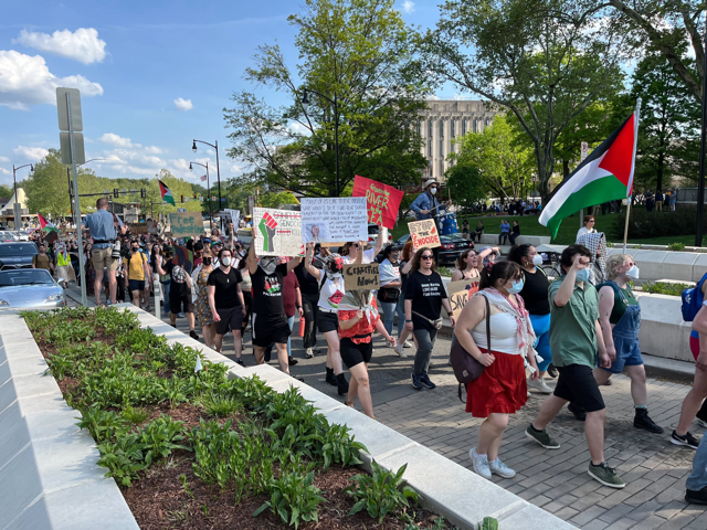 Pro-Palestinian protesters gather on Pitt’s campus, demand action from University