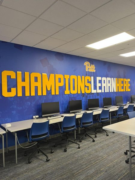 The inside of the student-athlete academic advising center at the University of Pittsburgh.