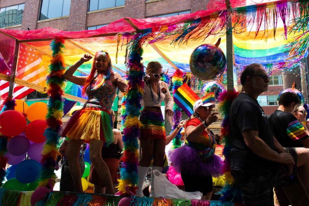 Attendees dance at the 2023 Pittsburgh Pride Parade in Downtown on June 3, 2023.

