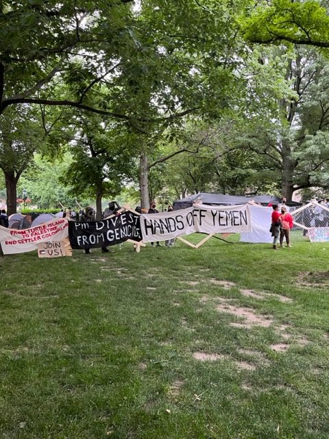Pro-Palestinian protesters re-establish an encampment on Cathedral lawn