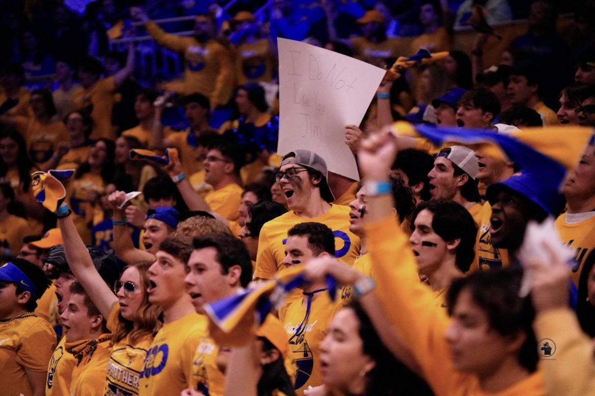 The Oakland Zoo is a spirited student section at Pitt sporting events such as Men’s Basketball game.