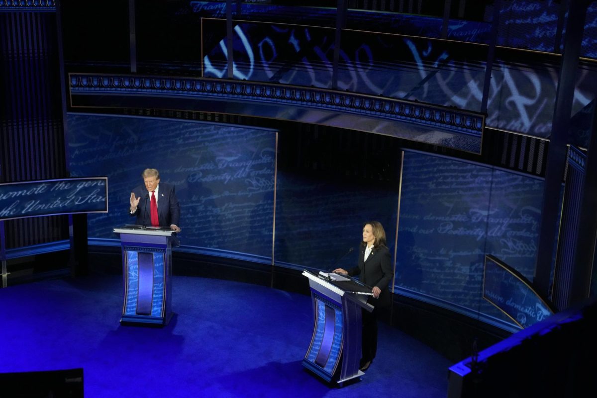 Former President Donald Trump and Vice President Kamala Harris participate in an ABC News presidential debate at the National Constitution Center, Tuesday, Sept.10, 2024, in Philadelphia.