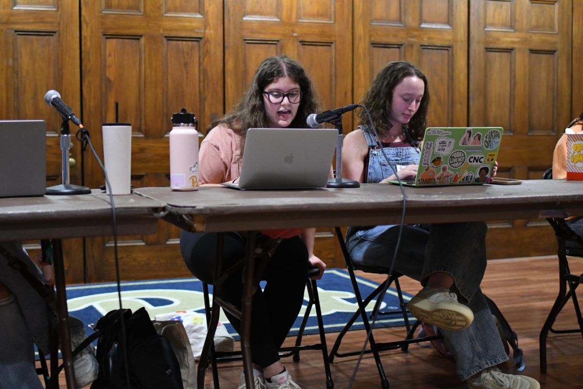 Pitt SGB President Sarah Mayer Speaks at the SGB meeting on Tuesday.