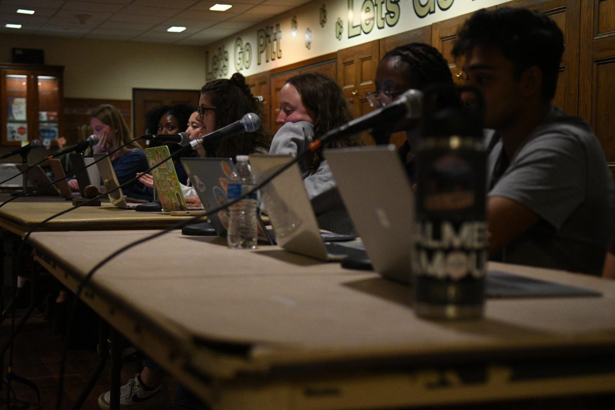 SGB President Sarah Mayer speaks during the SGB meeting on Tuesday night.