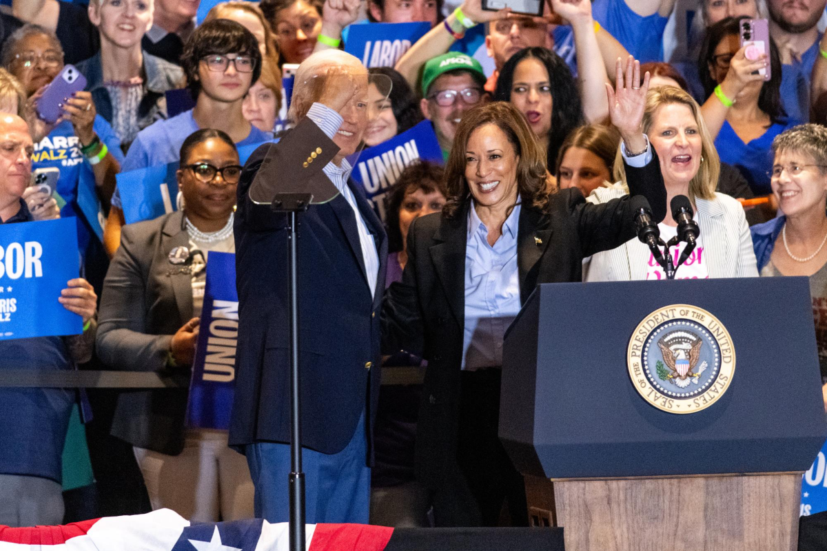 President Joe Biden and Vice President Kamala Harris at the IBEW Local Union 5 on Monday, Sept. 2.
